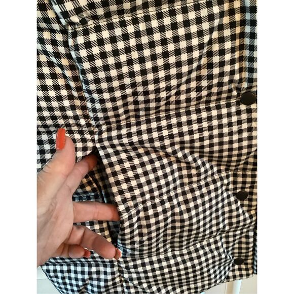J. Jill Down Filled Puffer Vest Sz L Snap Closure Gingham Plaid - Picture 3 of 8